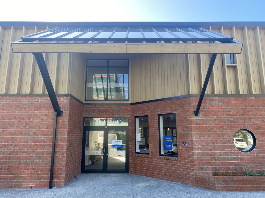 BestStart Long Bay Abodo cladding and fins and glass canopy New Zealand 1 by Pink Construction